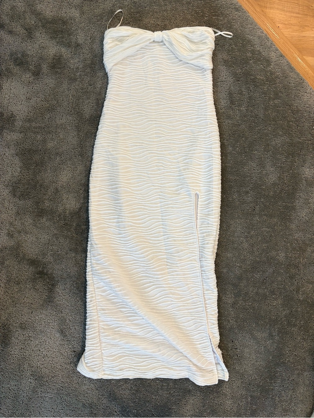 Strapless Textured Maxi Dress in Cream